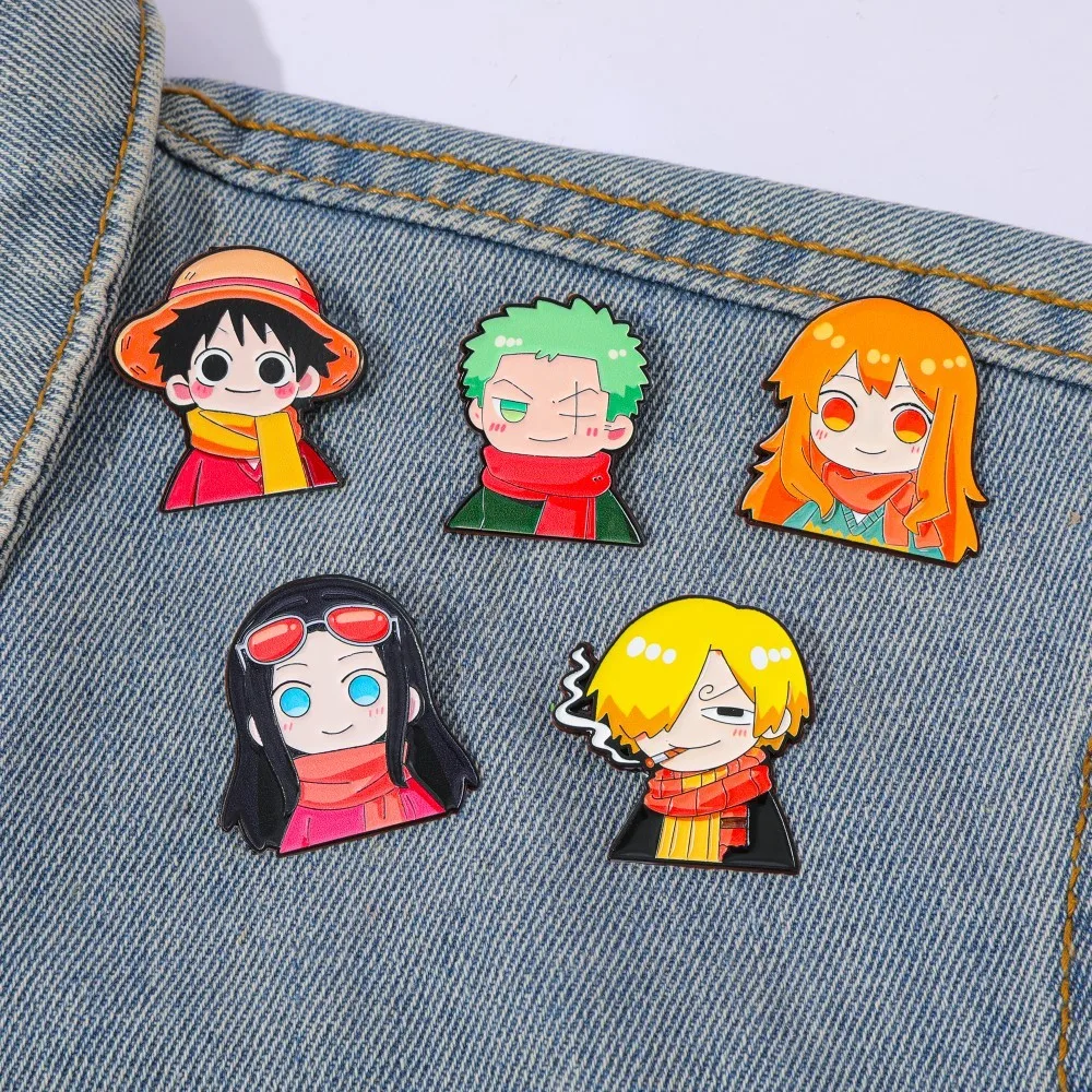 Anime Cosplay One Piece - Набор из 5 милых аниме-брошей: забавные