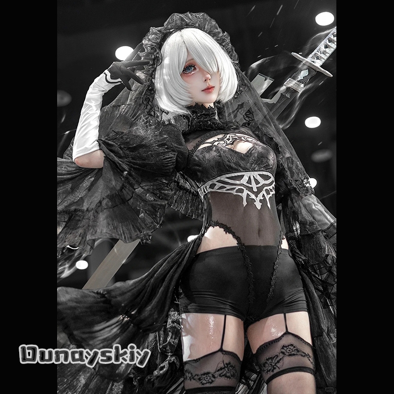 825NieRAuomta 2B Косплей-костю – обзор и цена Anime Cosplay Photoshoot